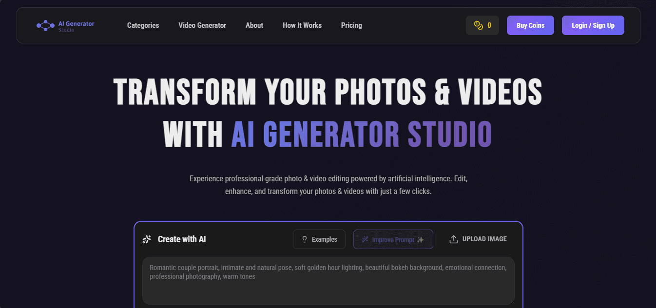 AI Generator Studio – Free AI Photo & Video Generator Online